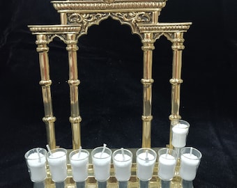 A solid 9 branch vintage Hanukkah menorah, Chanukah Menorah, Menorah candle stand