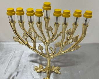 Classic design Jewish 9 branch Menorah Hanukkah | Chanukah leaf menorah 9 branch candle holder