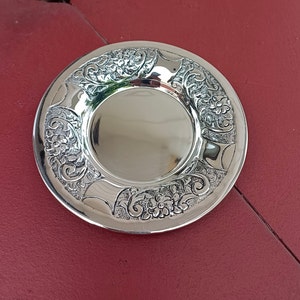 Coaster for Kiddush cup, Silver Plated Tray Judaica, Shabbat, Jewish Holiday