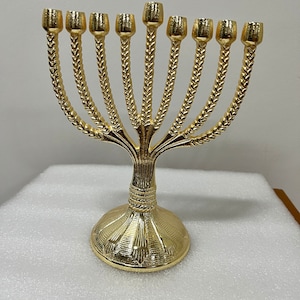 9 branch gold menorah, Antique hanukkah menorah for gifts | exclusive design chanukiah menorahs