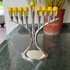 Jewish Menorah Metal Casted Candle Holder 9 Candles, Antique Menorah Brass Candelabra, Metal casted