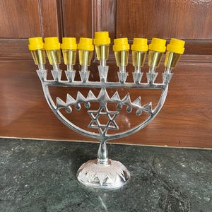 Silver Plated Star of David Menorah - Hanukkah Candle Holder