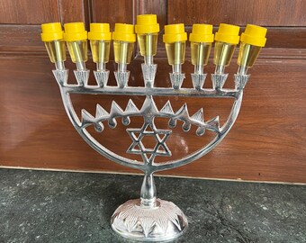 Silver Plated Star of David Menorah - Hanukkah Candle Holder