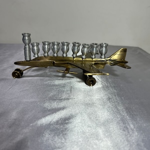 Fighter Plane Menorah: Golden Hanukkah Toy
