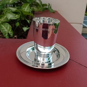 Silver Plated Wine Goblet with Matching Plate - Jerusalem Cup