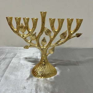 Authentic leaf Menorah Hanukkah  Jewish Judaica Gift tall 8.2 inch