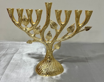 Authentic leaf Menorah Hanukkah  Jewish Judaica Gift tall 8.2 inch