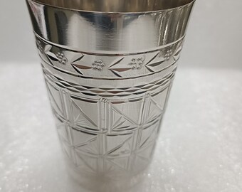 Coupe à Vin Kiddouch Avec Soucoupe - Set Judaïque Pour Shabbat Et Pâque En Alliage De Zinc Argenté - 9