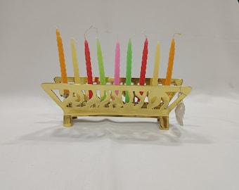 9 branch candle Menorah, brass menorah hanukah Judaica item for gift | Dreidel free