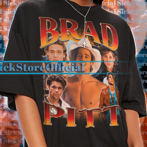 Chemise vintage BRAD PITT, t-shirt hommage Brad Pitt, t-shirts de fans de Brad Pitt, pull Brad Pitt rétro des années 90, cadeau Brad Pitt Merch, t-shirts de film Brad Pitt