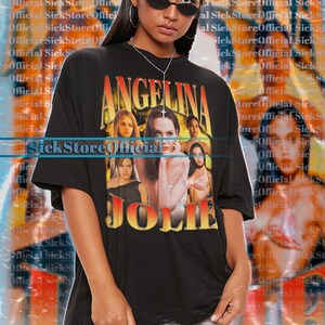 ANGELINA JOLIE Vintage Shirt, Angelina Jolie Homage Tshirt, Angelina Jolie Fan Tees, Angelina Jolie Retro 90s Sweater, Angelina Jolie Merch