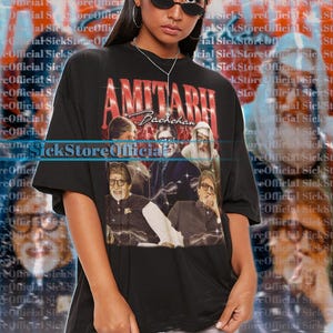 Camisa vintage Amitabh Bachchan, camiseta Amitabh Bachchan, camisetas de fã Amitabh Bachchan, suéter retrô Amitabh Bachchan anos 90 com estampa retrô #Saf