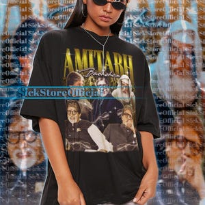 Camisa vintage Amitabh Bachchan, camiseta Amitabh Bachchan, camisetas de fã Amitabh Bachchan, suéter retrô Amitabh Bachchan anos 90 com estampa retrô #Saf