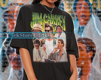 Maglietta vintage di Jim Carrey, maglietta omaggio a Jim Carrey, magliette dei fan di Jim Carrey, maglione retrò anni '90 di Jim Carrey, film regalo con gadget dell'attore Jim Carrey