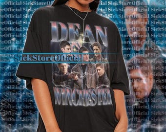 Camiseta de DEAN WINCHESTER, camiseta de Dean Winchester sobrenatural, camiseta de Dean Winchester sobrenatural, camiseta retro del actor Jensen Ackles #saf