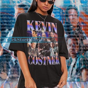 Vintage KEVIN COSTNER-shirt | Kevin Costner Hommage Retro | T-shirts Kevin Costner | Kevin Costner-sweater jaren 90 | Kevin Costner-merchandisecadeau #veilig