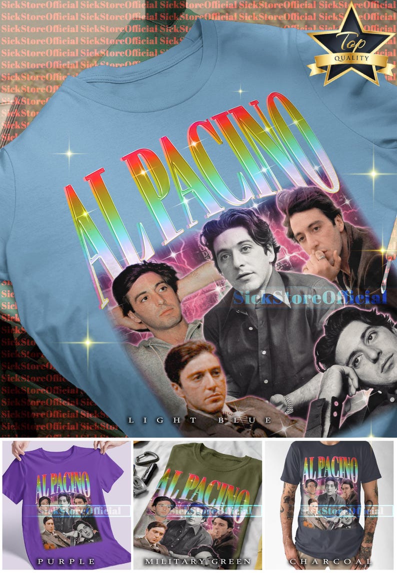 T-shirt Blanc Al Pacino Lunettes – Graphique The Happiness – Homme – Neuf Avec étiquettes