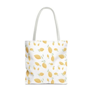 Sunny Lemon Pattern Tote Bag, Eco-Friendly Shopping Bag, Casual Beach Bag, Summer Gift, Cute Reusable Tote