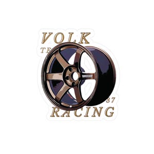 Vinyl Decal Sticker - Volks Racing TE37 Design, 3x4 Inches, Satan Finish, Car Enthusiast, Car, Skateboard, Laptop Sticker, Racing Wheel