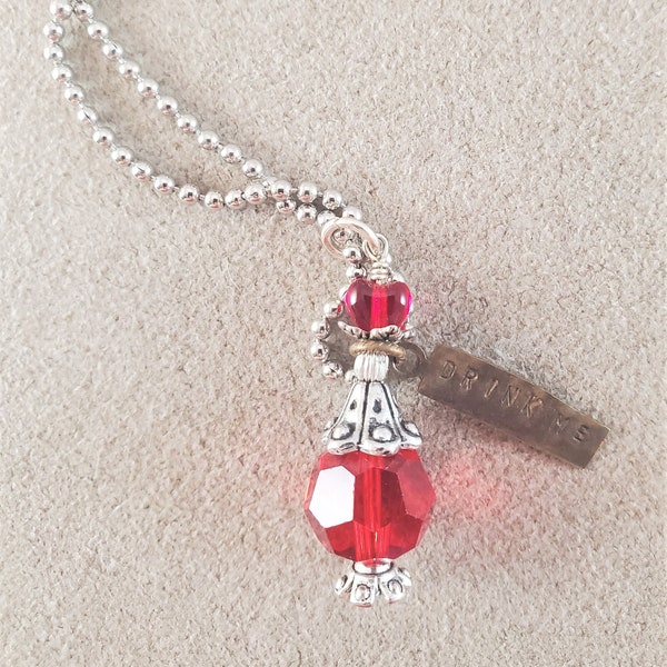 Red Decanter "Drink Me" Necklace