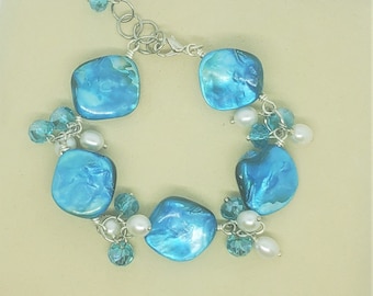 Plus Size Blue Shell Bracelet