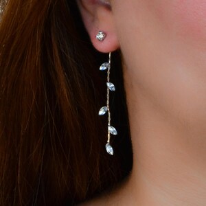 Boucles d'oreilles branche, Boucles d'oreilles branche d'olivier, Boucles d'oreilles feuille, Boucles d'oreilles marquise Cz, Boucles d'oreilles chaîne de mariage, Boucles d'oreilles délicates or argent