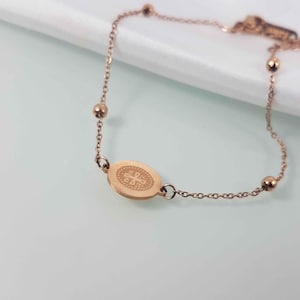 Oval Byzantine Bracelet, Dainty Greek Orthodox IC XC NIKA Chain Bracelet, Rose Gold Silver Plated Bracelet, Protection Gift For Her