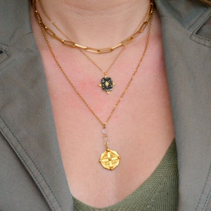 Gold Byzantine Pendant, Vintage Coin Necklace, Dainty Necklace, Geometric Rhombus Necklace, Constantine Necklace, Handmade Christian Jewels