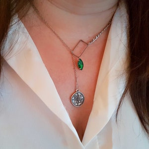 Vintage Greek Necklace, Y Lariat Necklace, Irregular Coin Necklace, Silver Byzantine Pendant, Lariat Necklace, IC XC NIKA Orthodox Pendant
