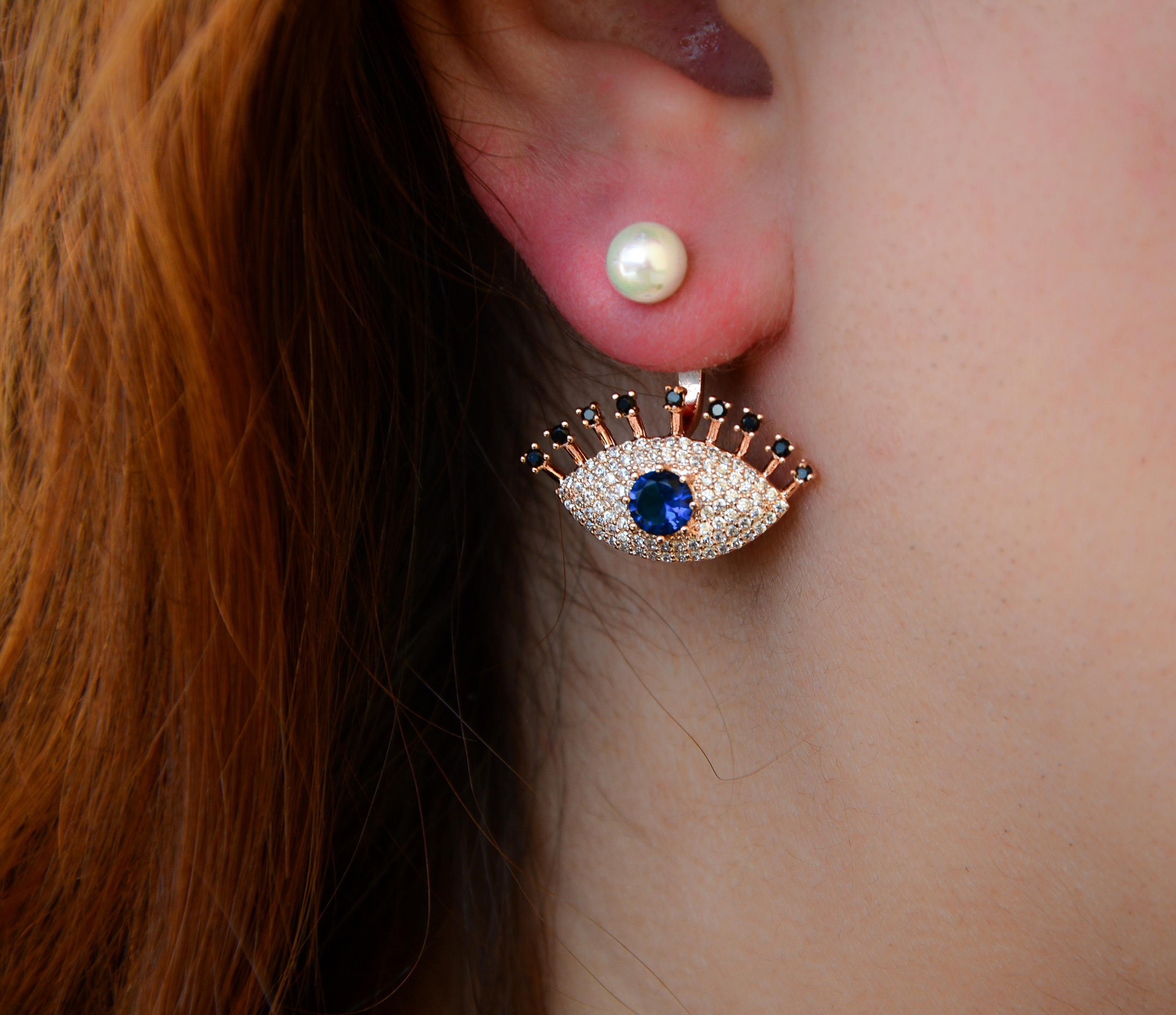 Schmuckset Mit Blauen Diamant-Ohrringen & Halskette + Beutel - Hypoallergen, Aus Kupfer, Für Damen