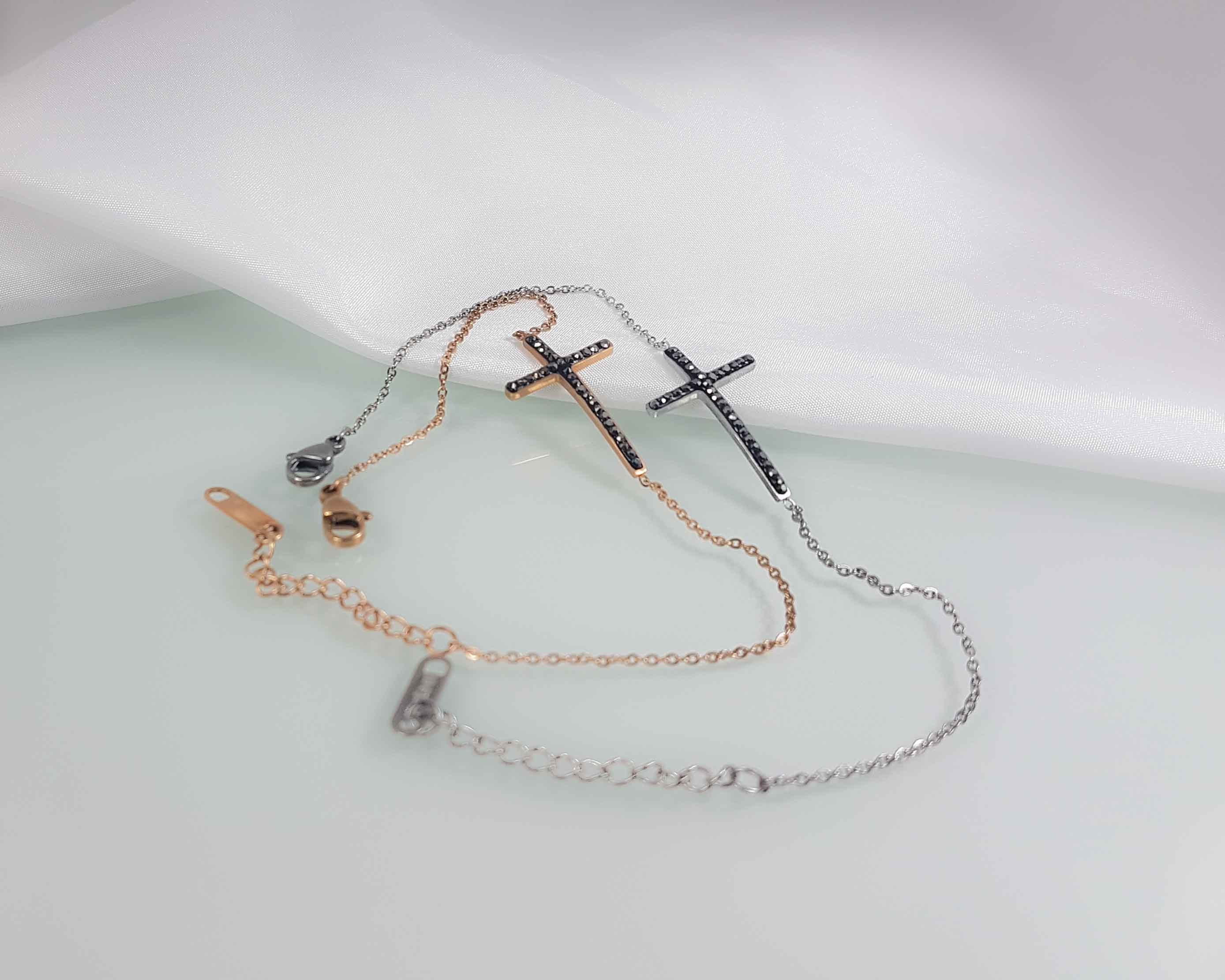 ブレスレット ROMANTINUER SN138 SIMPLE CROSS BRACELET Cross Bracelet, Adjustable Chain Bracelet, Thin Cross