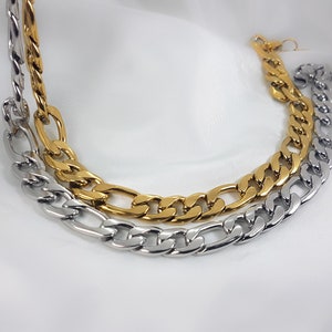 Figaro Chain, Chunky Figaro Chain, Thick Chain Choker, Wide Gourmet Curb Chain, Gold Platinum Fill, Layer Chain, Statement WATERPROOF Chain