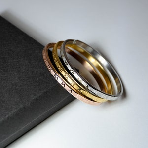 Stackable Bangle Bracelet, Roman Numeral Bangle, Set Of Three Bangles, Gold Silver Rose Gold Bangle Bracelets, Greek Gift