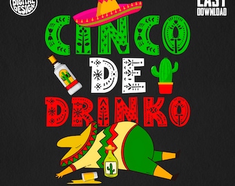 Cinco De Drinko Cinco De Mayo PNG, Day of the Dead,Digital PNG - Instant Digital Download