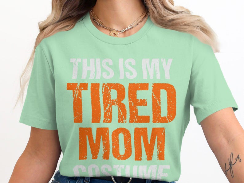 Adult This is My Tired Mom Costume Tshirt, Funny Halloween Shirt for