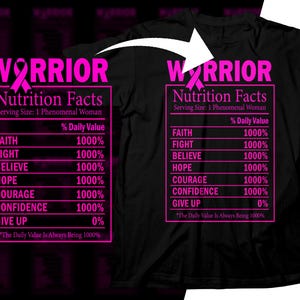 Breast Cancer Warrior Nutrition Facts PNG, Pink Ribbon Hoodie Design bild 3