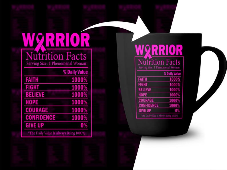 Breast Cancer Warrior Nutrition Facts PNG, Pink Ribbon Hoodie Design bild 4