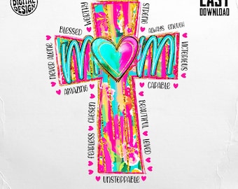 Christian Faith Mom PNG, Mom Cross PNG, Mom Heart PNG, Christian Faith Graphic, Mom Affirmation Png, Mom Gift Design