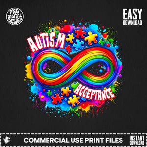 Autism Acceptance Puzzle PNG: Neurodiversity Awareness Art (Digital Download)
