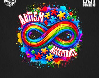 Colorful Autism Acceptance Infinity Puzzle PNG, Neurodiversity Awareness Digital Art, Inclusive Education Support Design Download