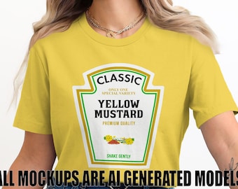 Yellow Mustard Graphic Tee, Funny Halloween Shirt, Unisex Cotton T-Shirt