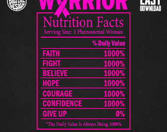 Warrior Nutrition Facts Hoodie Breast Cancer Awareness PNG Breast Cancer Warrior PNG Motivational Hoodie Pink Ribbon Fight