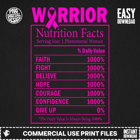 Breast Cancer Warrior Nutrition Facts PNG, Pink Ribbon Hoodie Design