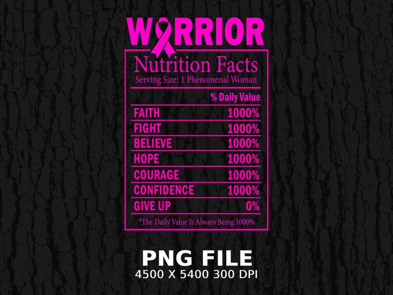 Breast Cancer Warrior Nutrition Facts PNG, Pink Ribbon Hoodie Design bild 7