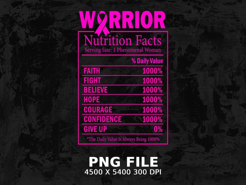 Breast Cancer Warrior Nutrition Facts PNG, Pink Ribbon Hoodie Design bild 2