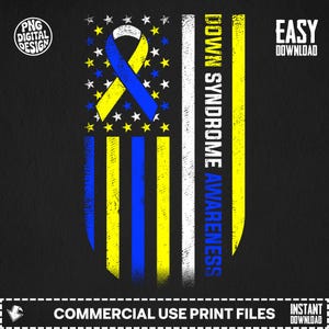 Down Syndrome Awareness Day American Flag PNG - Instant Digital Download