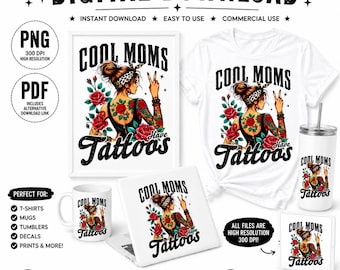 Moms Tattoos PNG, Western Mother's Day Art (Digital Download)