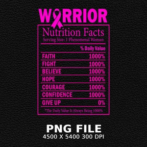 Breast Cancer Warrior Nutrition Facts PNG, Pink Ribbon Hoodie Design bild 5