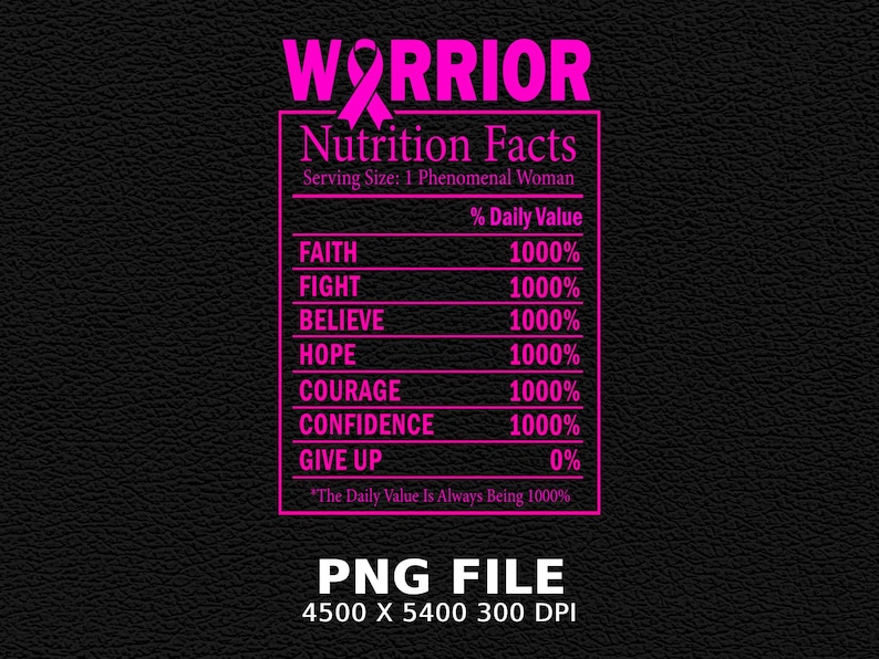 Breast Cancer Warrior Nutrition Facts PNG, Pink Ribbon Hoodie Design bild 5