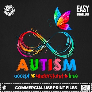 Autismmedvetenhetsfjäril Acceptera Förstå Kärlek Oändlighetssymbol PNG